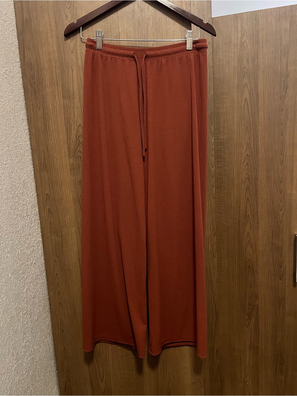 Women's Wide-Leg Drawstring Pants in Rust Orange
